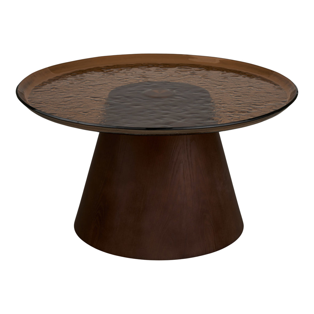 Orvieto Salontafel - Salontafel, essenfineer/glas, bruin, ø80x42 cm