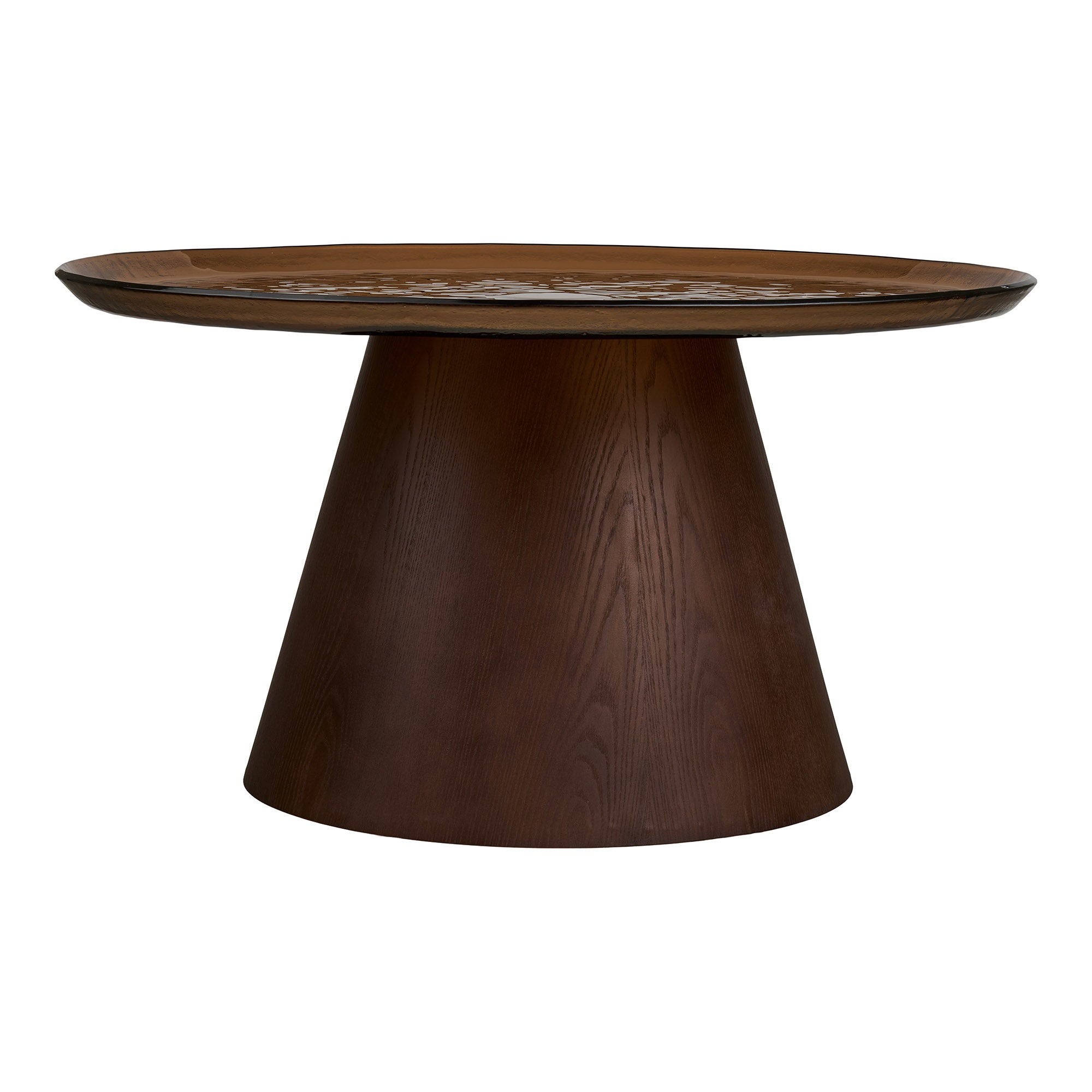 Orvieto Salontafel - Salontafel, essenfineer/glas, bruin, ø80x42 cm