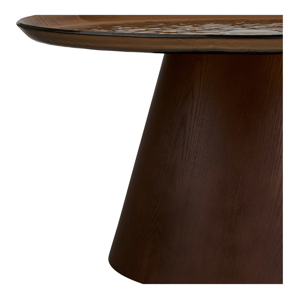 Orvieto Salontafel - Salontafel, essenfineer/glas, bruin, ø80x42 cm