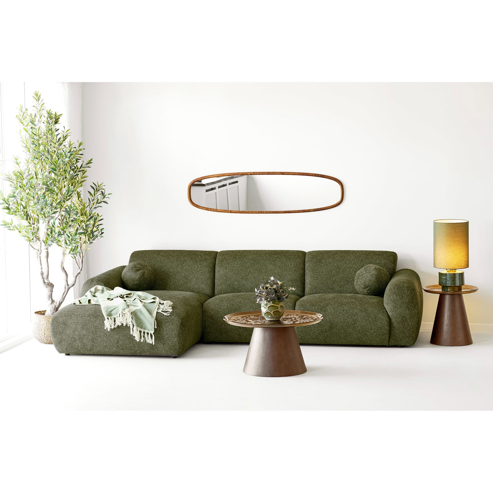 Orvieto Salontafel - Salontafel, essenfineer/glas, bruin, ø80x42 cm