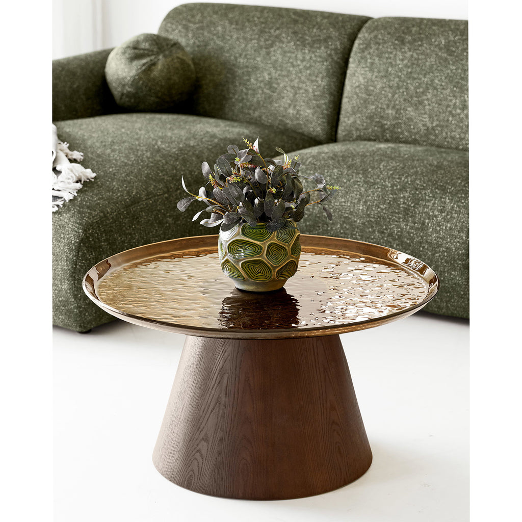Orvieto Salontafel - Salontafel, essenfineer/glas, bruin, ø80x42 cm