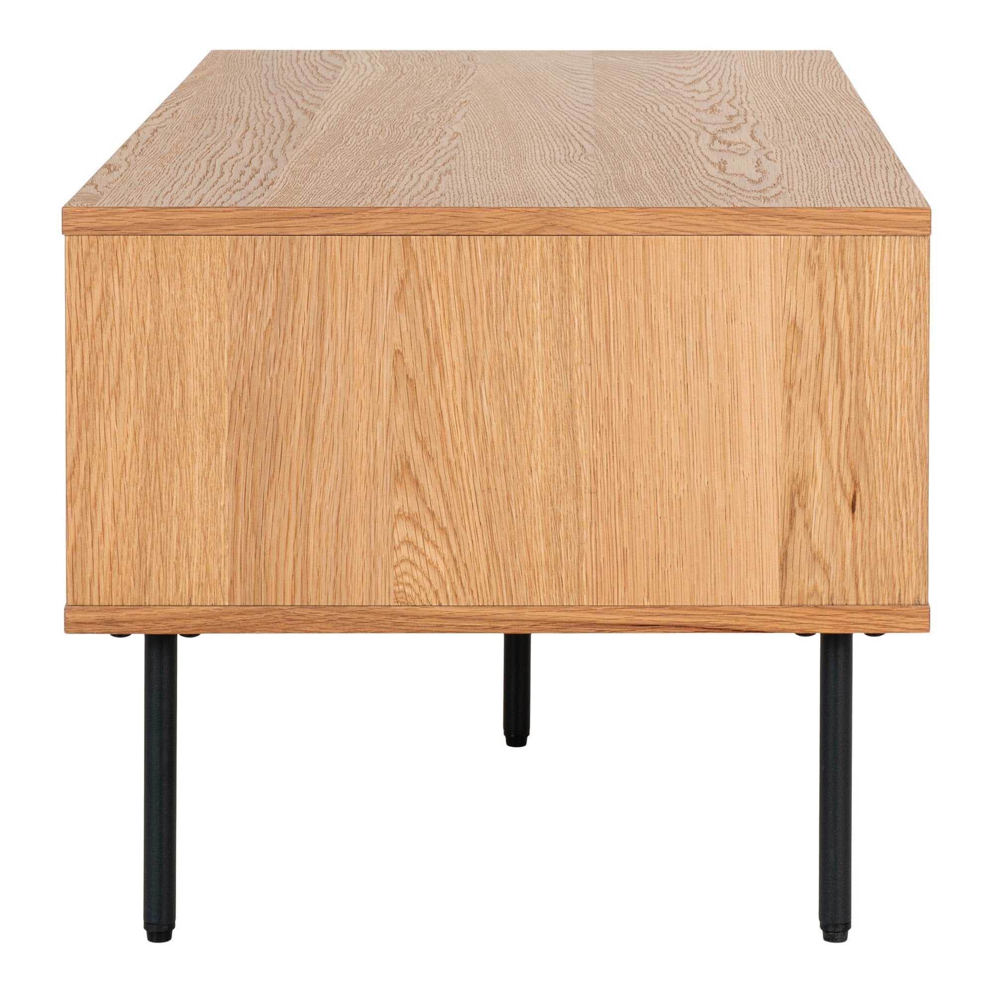 Kyoto Salontafel - Met 2 lades, eikenfineer, naturel, zwarte metalen poten 50x100x45 cm