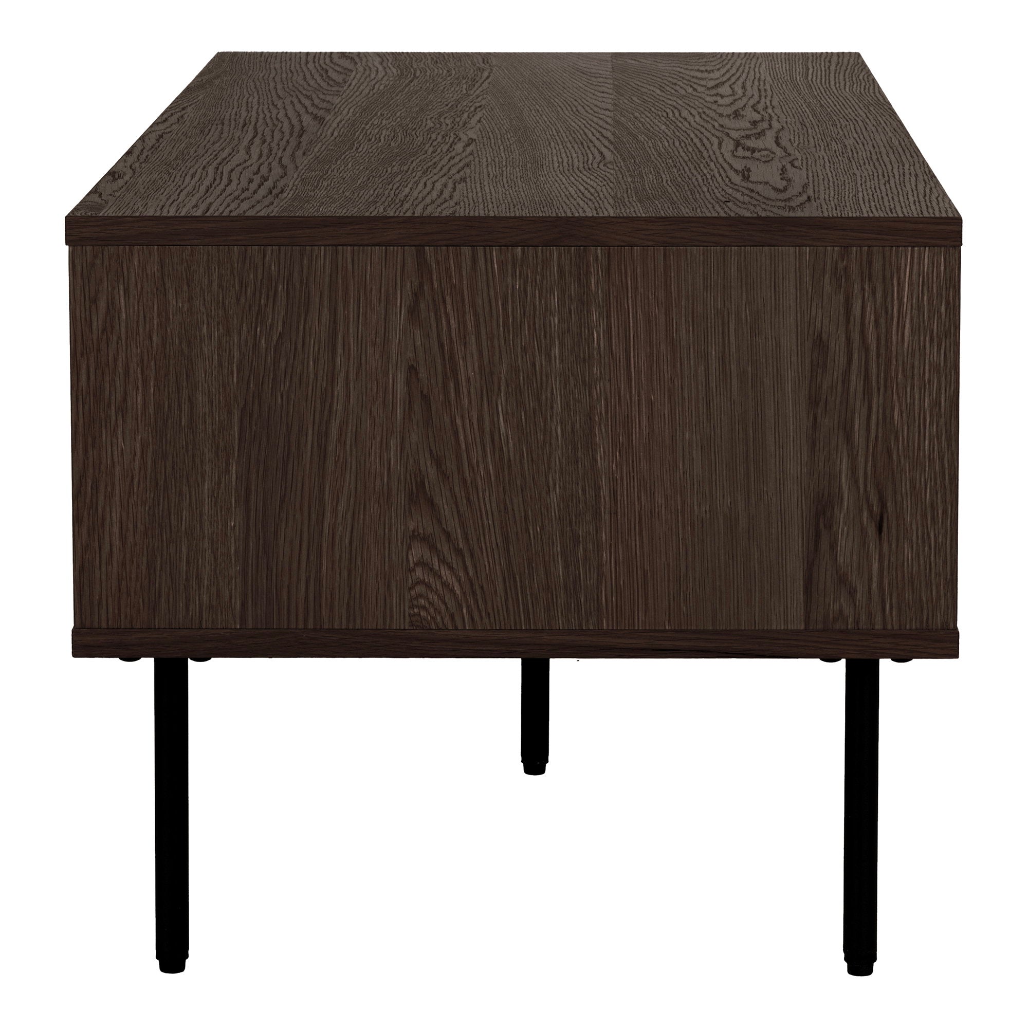 Kyoto Salontafel - Met 2 lades, eikenfineer, gerookt, zwarte metalen poten 50x100x45 cm