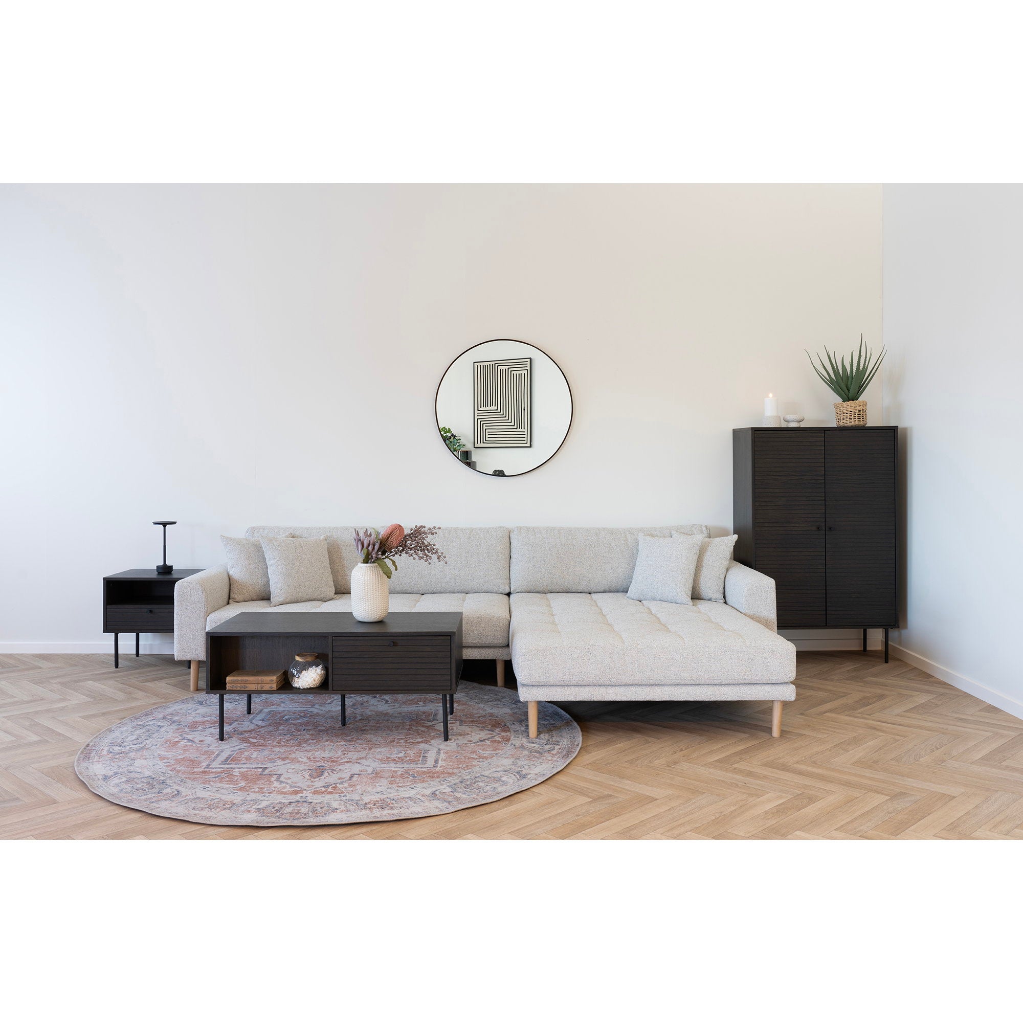Kyoto Salontafel - Met 2 lades, eikenfineer, gerookt, zwarte metalen poten 50x100x45 cm
