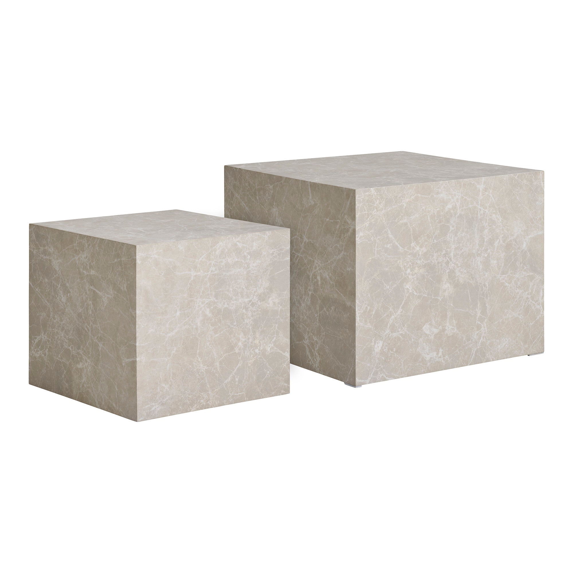 Prague Salontafel - Marmerlook, beige (set van 2)