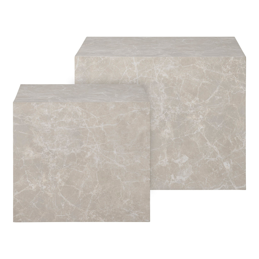 Prague Salontafel - Marmerlook, beige (set van 2)