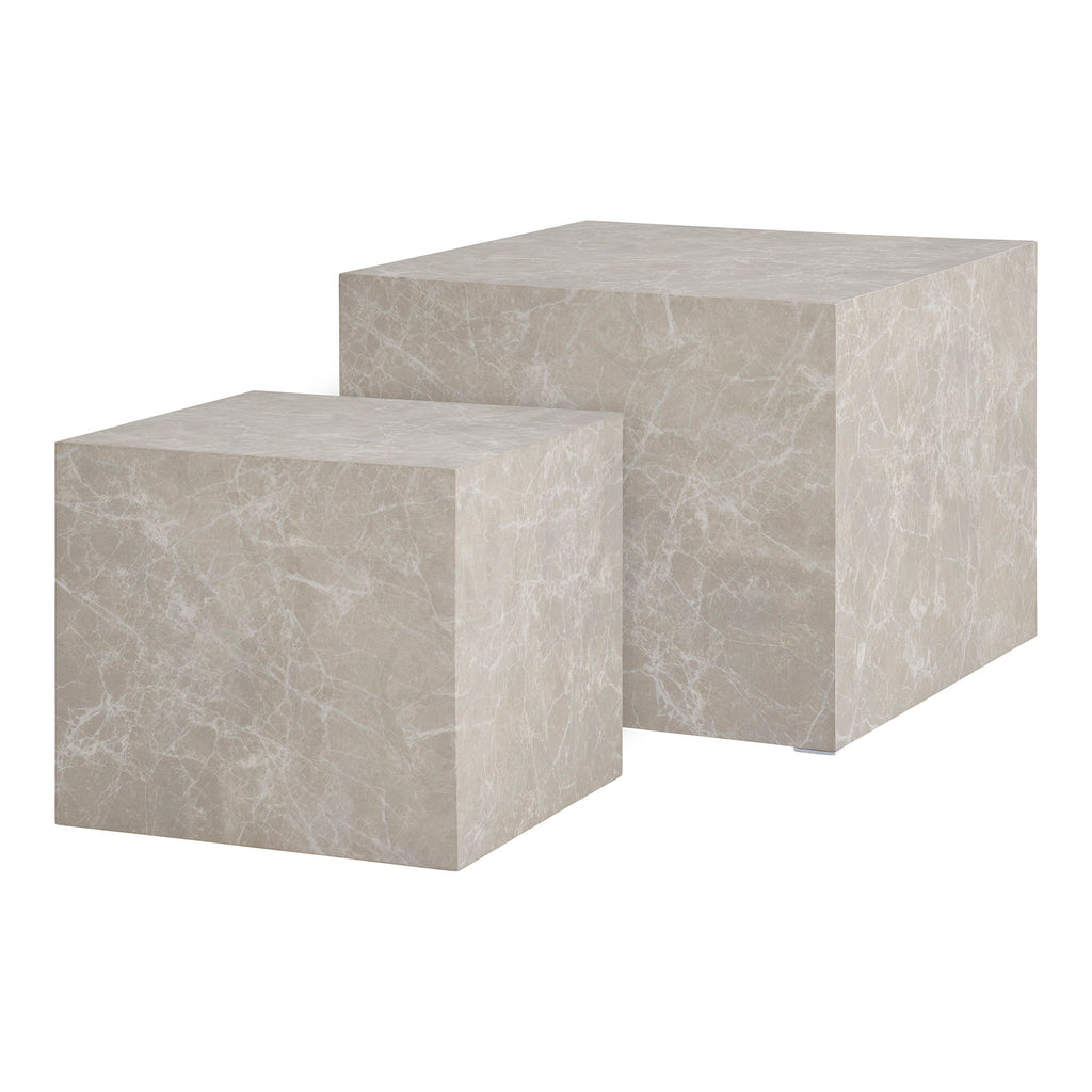 Prague Salontafel - Marmerlook, beige (set van 2)
