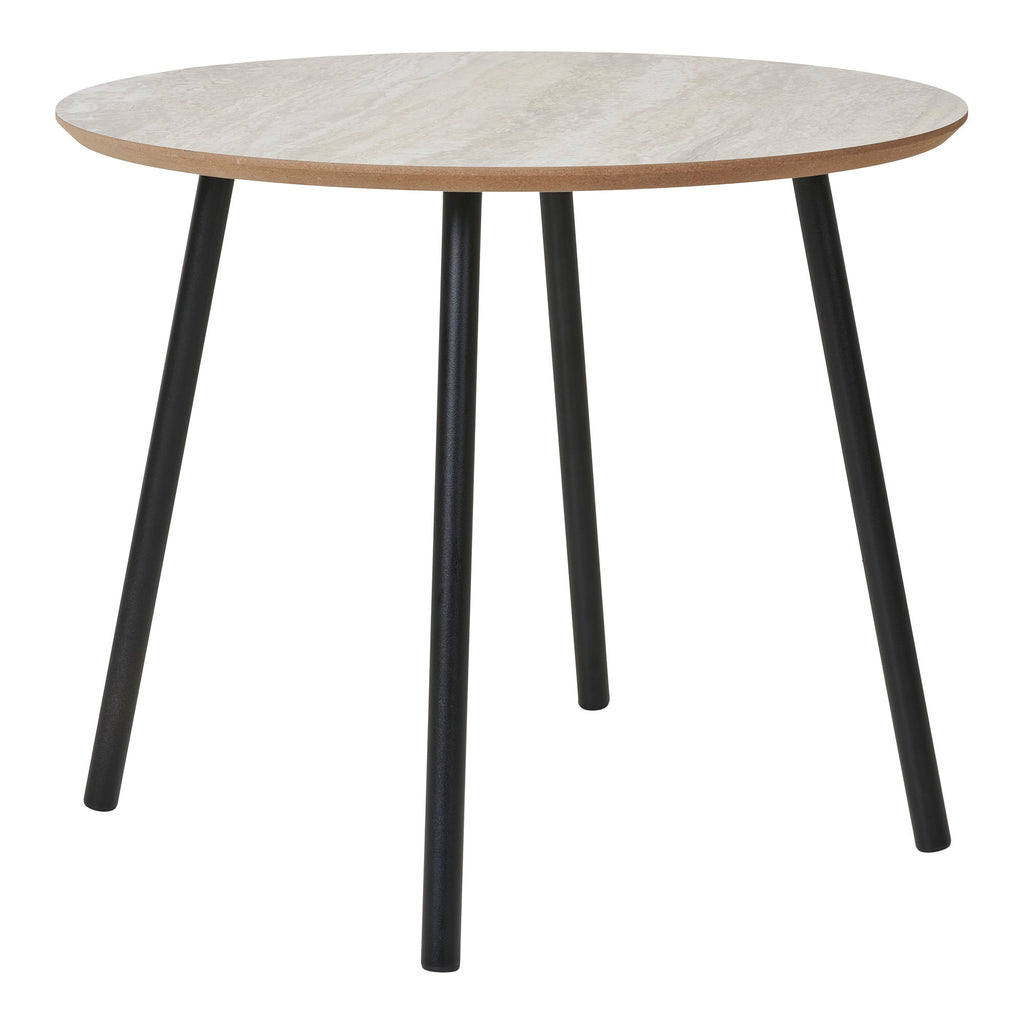 Aalst Salontafel - Travertinlook, zwarte poten Ø55x45 cm