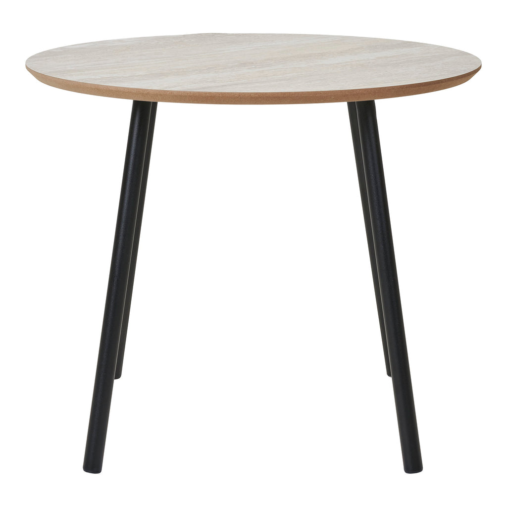 Aalst Salontafel - Travertinlook, zwarte poten Ø55x45 cm