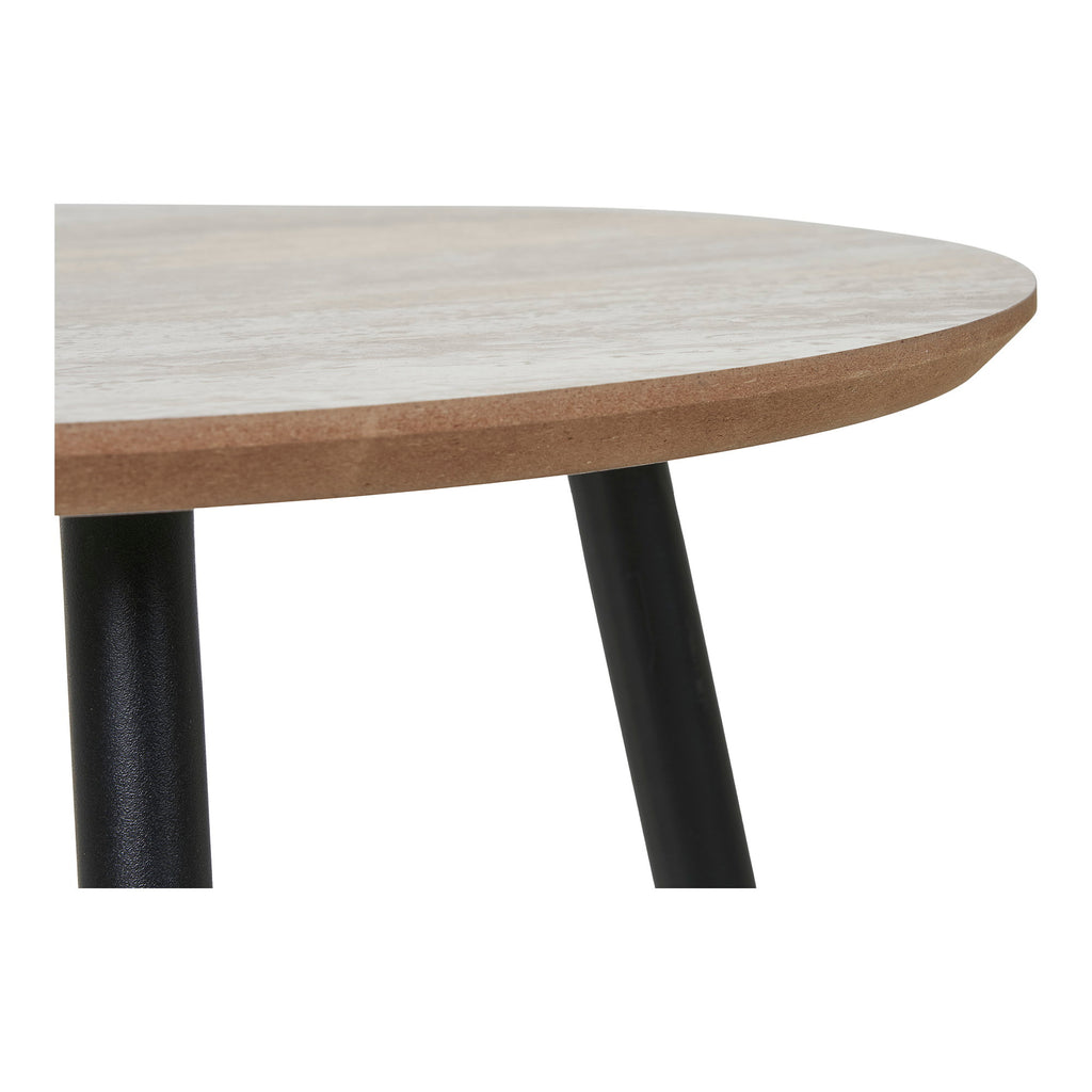 Aalst Salontafel - Travertinlook, zwarte poten Ø55x45 cm