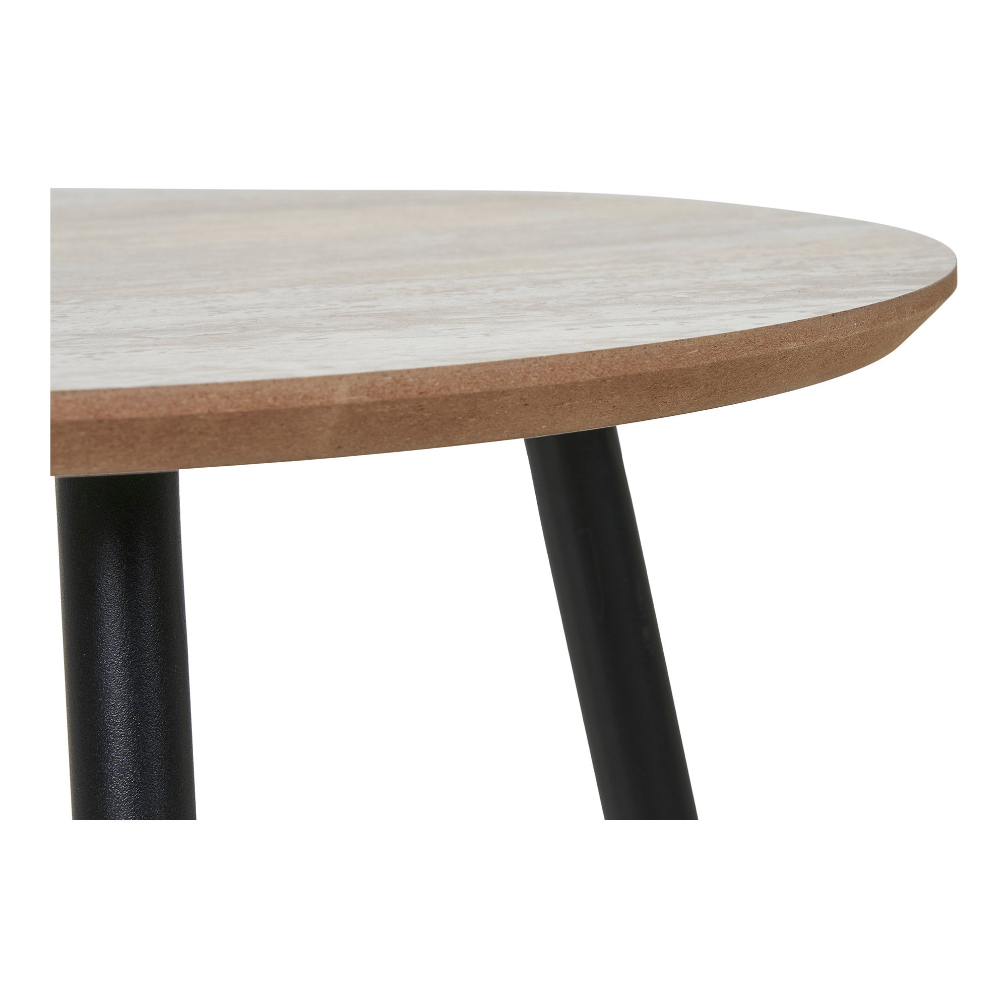 Aalst Salontafel - Travertinlook, zwarte poten Ø55x45 cm