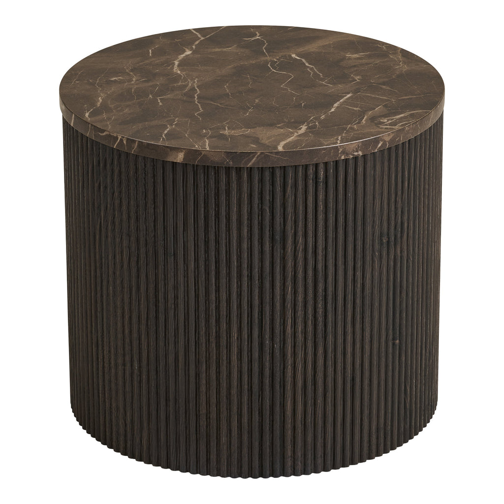 Rota Bijzettafel - Bijzettafel, marmerlook, donkerbruin Ø45x40 cm