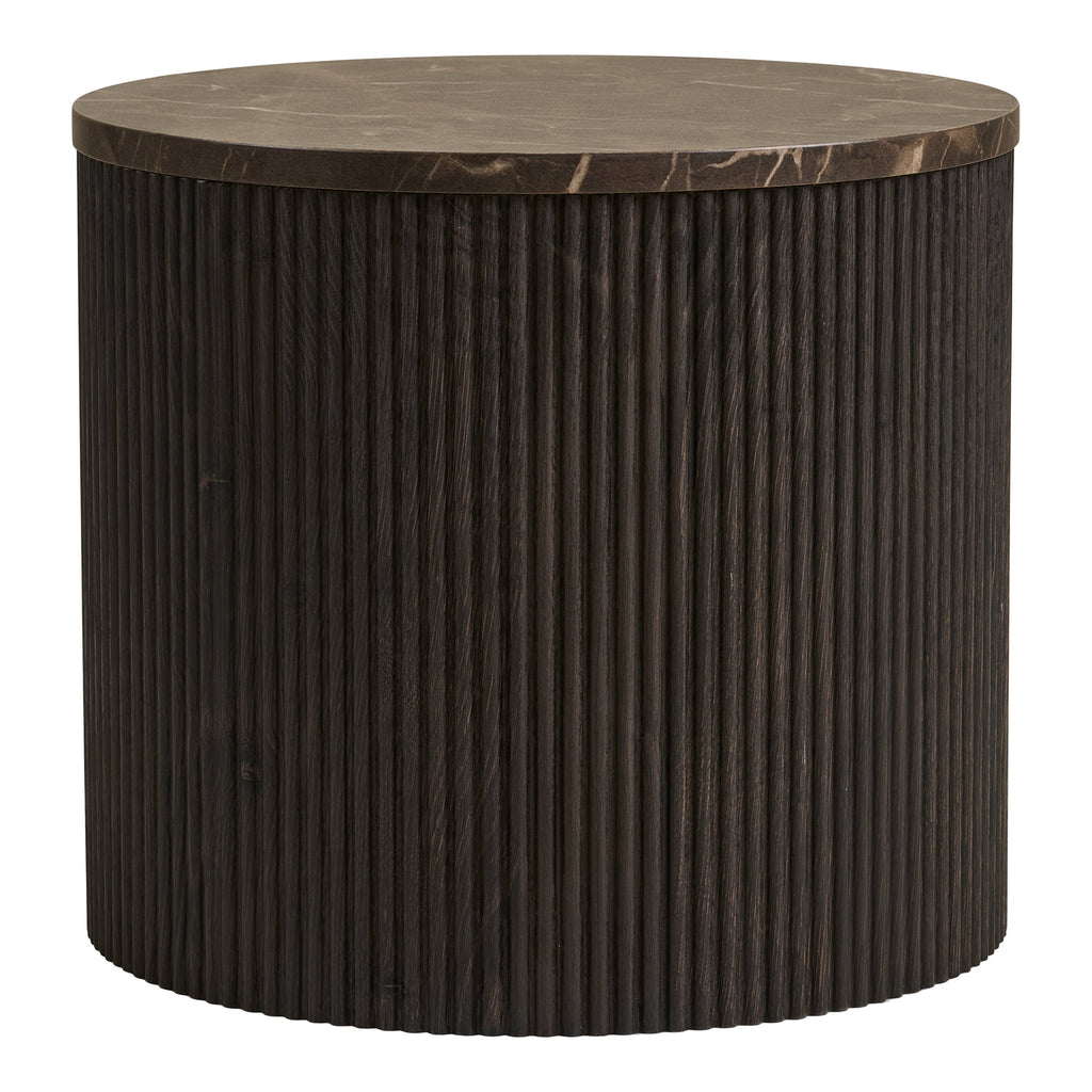 Rota Bijzettafel - Bijzettafel, marmerlook, donkerbruin Ø45x40 cm