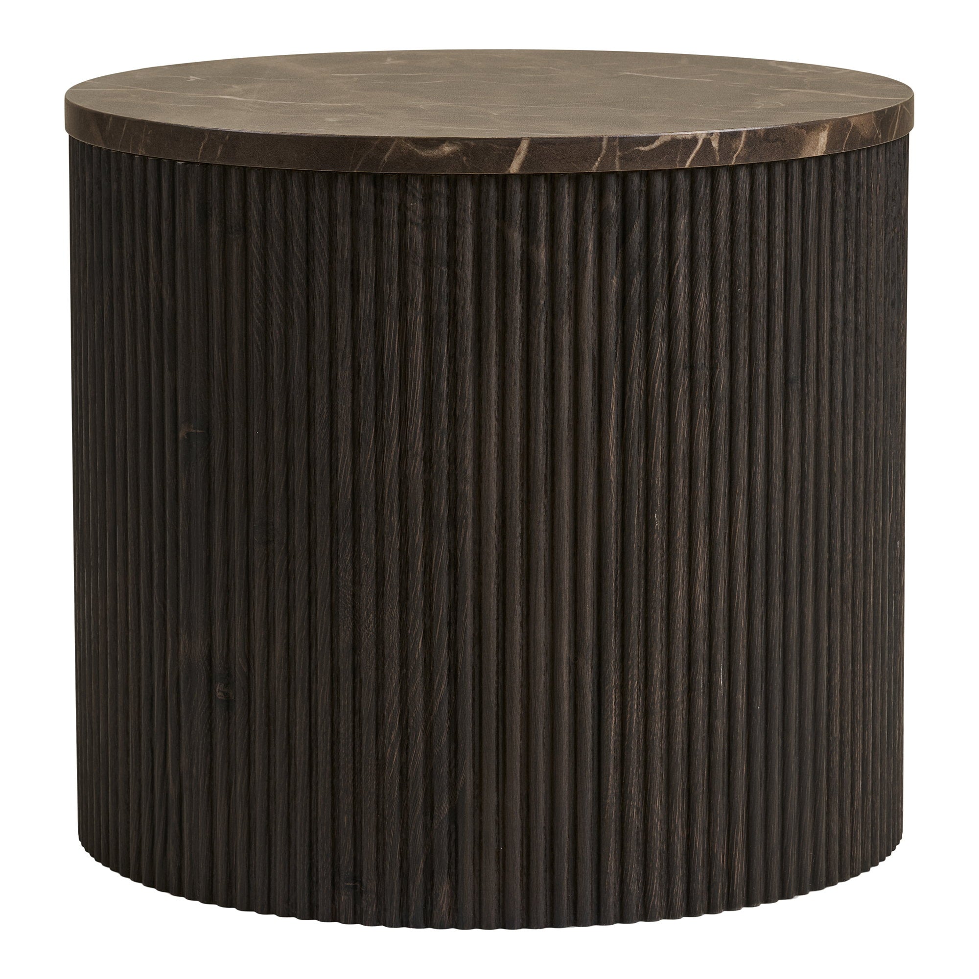 Rota Bijzettafel - Bijzettafel, marmerlook, donkerbruin Ø45x40 cm