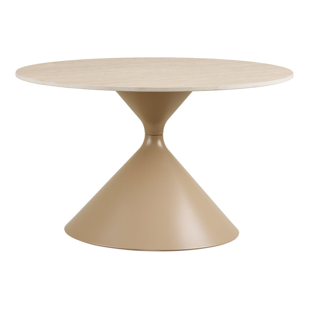 Annecy Salontafel - Keramisch blad/staal, travertin/zandkleurig Ø70x41 cm