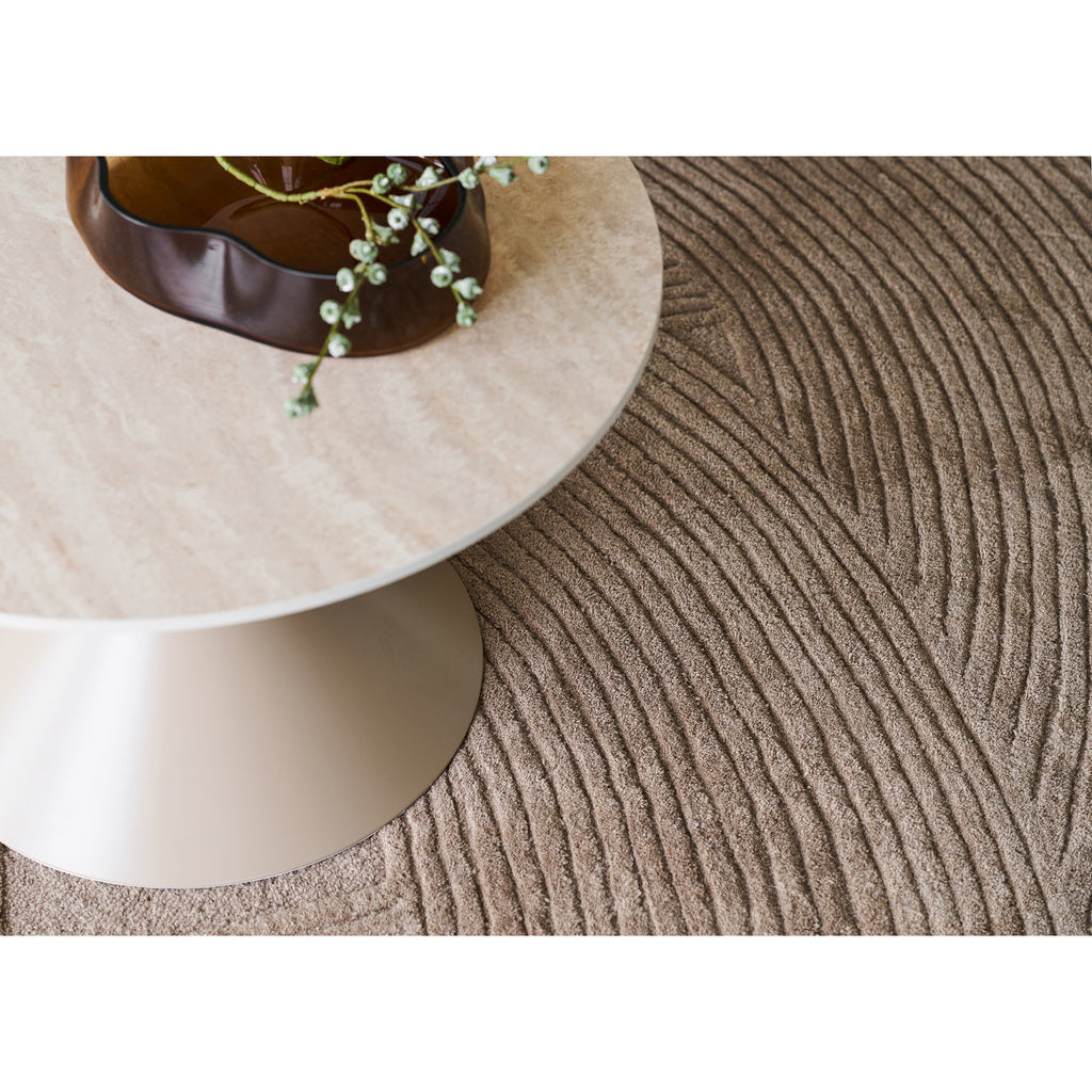 Annecy Salontafel - Keramisch blad/staal, travertin/zandkleurig Ø70x41 cm