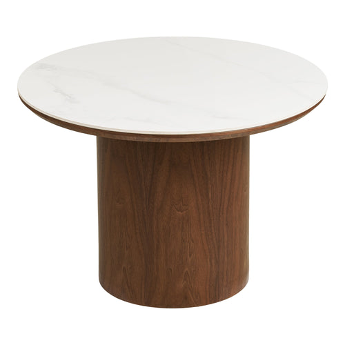 Noli Salontafel - Keramisch blad/essenfineer, wit/donkerbruin Ø60x42 cm - Noël Home