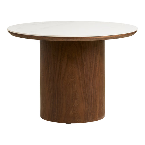 Noli Salontafel - Keramisch blad/essenfineer, wit/donkerbruin Ø60x42 cm - Noël Home