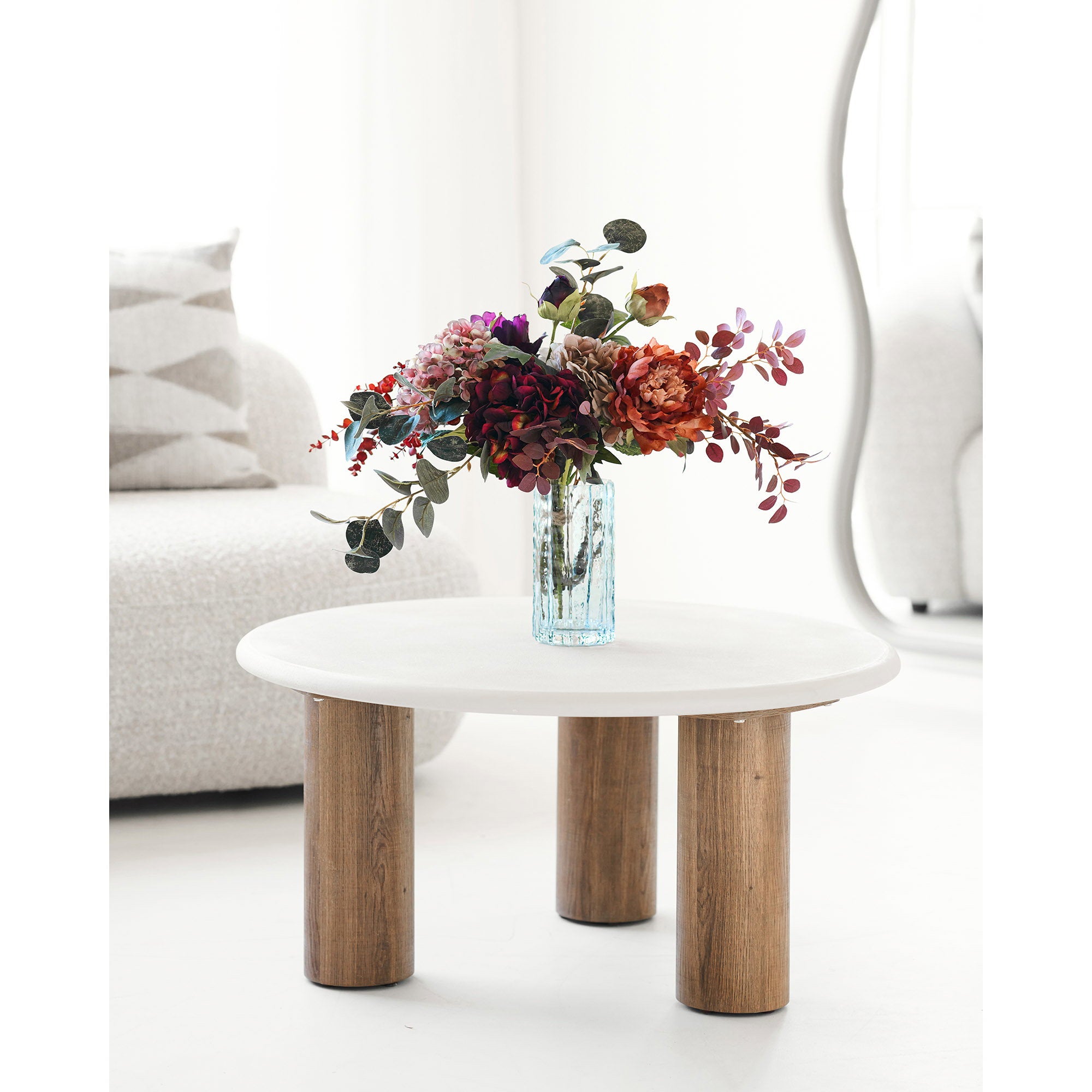 Fondi Salontafel - Salontafel, cementlook, zand/bruin, ø80x40 cm