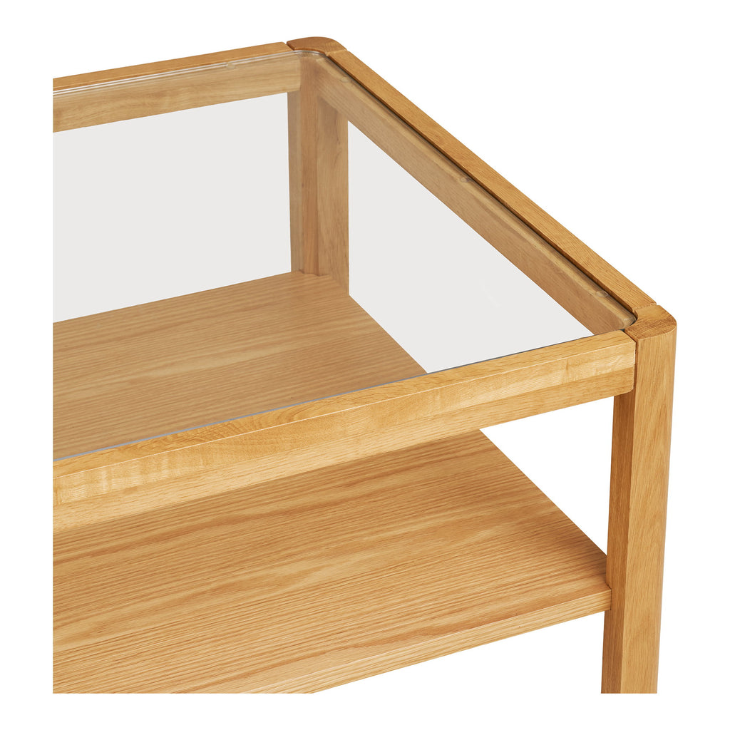 Lourmarin Salontafel - Eikenhout/eikenfineer/gehard glas, naturel 110x60x45 cm