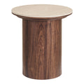 Delphi Bijzettafel - Bijzettafel, keramieken tafelblad, travertin/donkerbruin ø45x50 cm