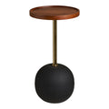 Sirone Bijzettafel - Bijzettafel, mangohout/staal, zwart, messinglook/donkerbruin Ø30x56 cm