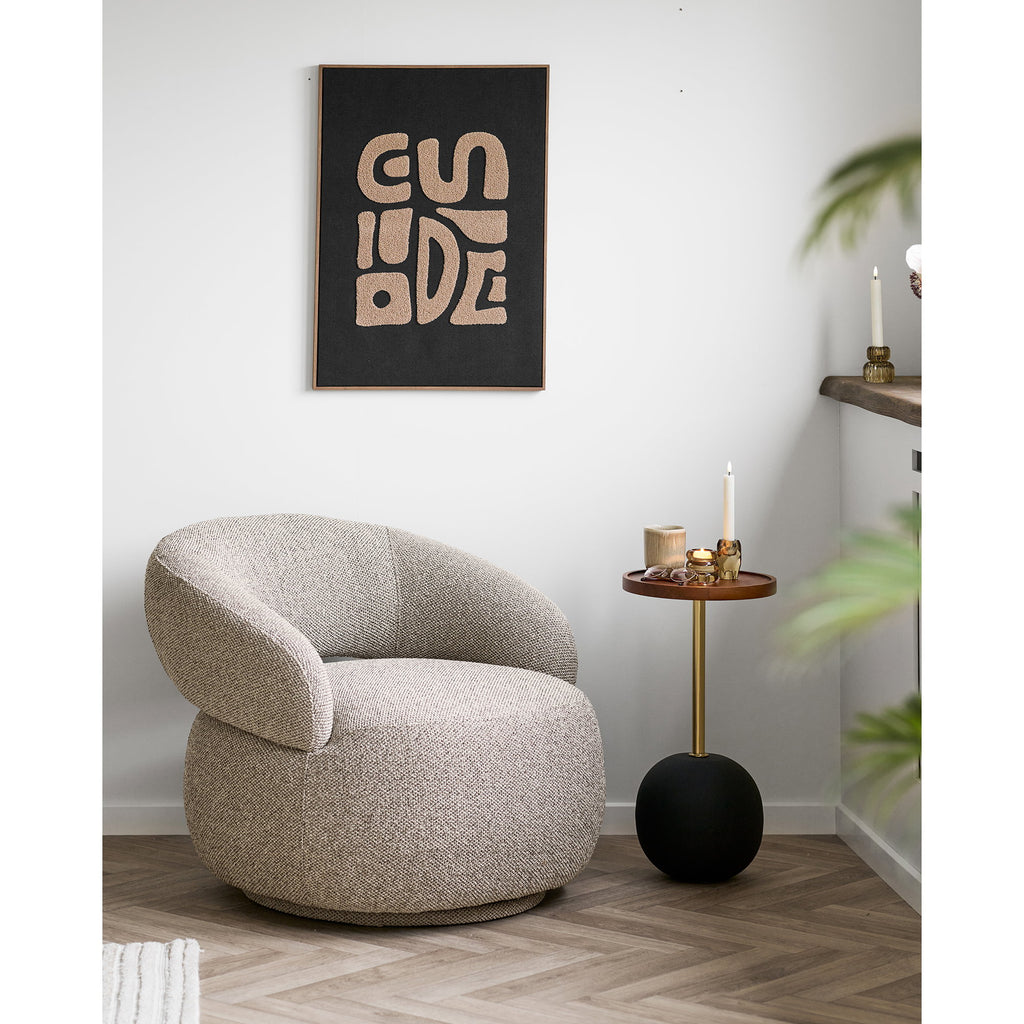 Sirone Bijzettafel - Bijzettafel, mangohout/staal, zwart, messinglook/donkerbruin Ø30x56 cm
