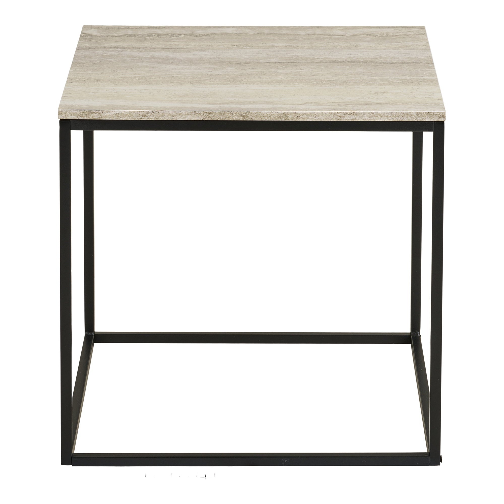 Vita Bijzettafel - Bijzettafel, travertinlook, zwart staal 45x45x45 cm