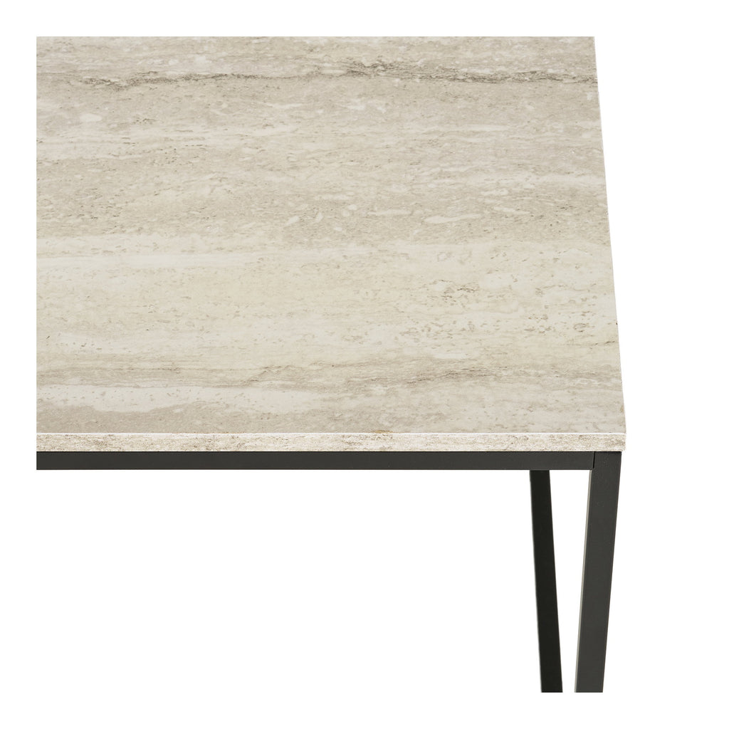 Vita Bijzettafel - Bijzettafel, travertinlook, zwart staal 45x45x45 cm