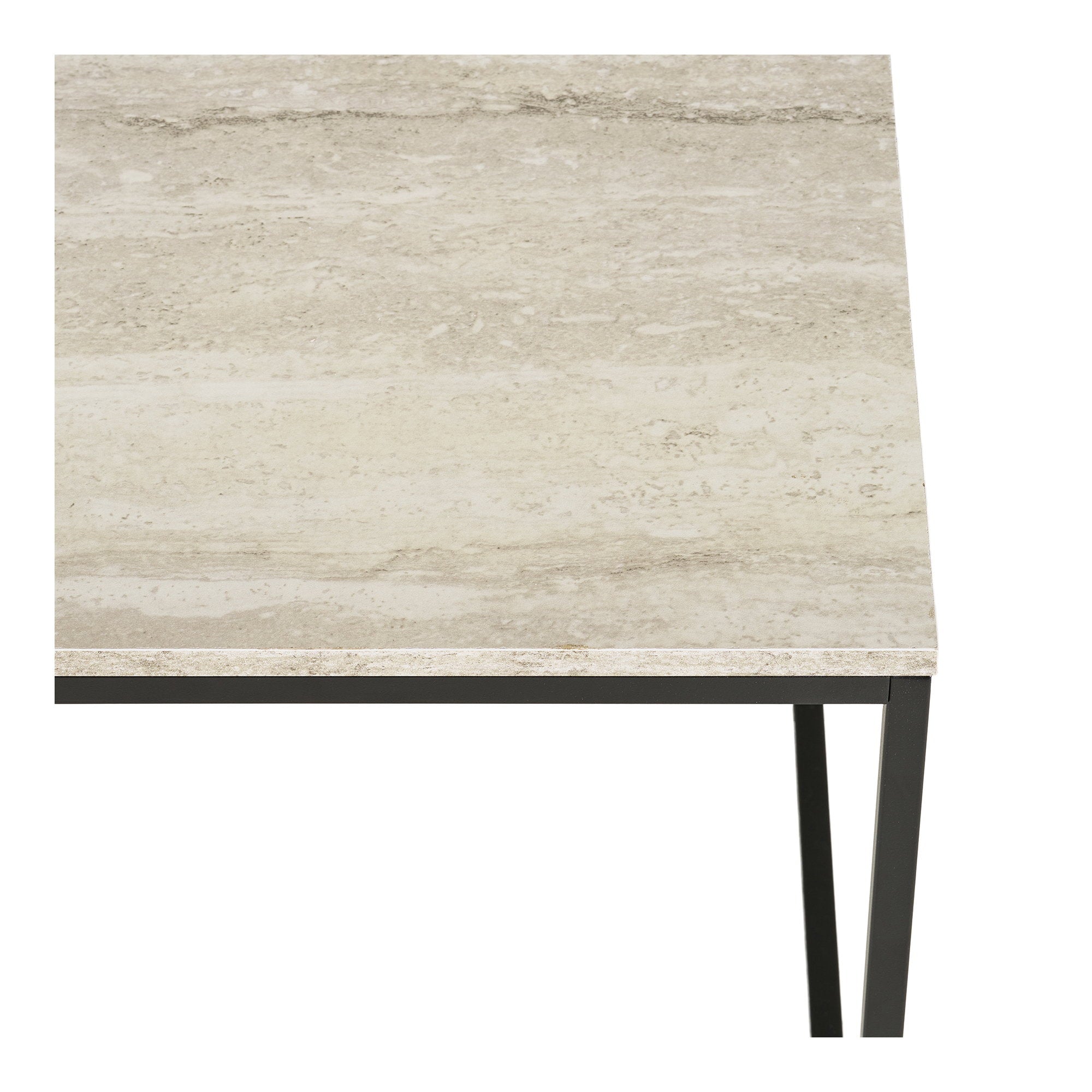 Vita Bijzettafel - Bijzettafel, travertinlook, zwart staal 45x45x45 cm