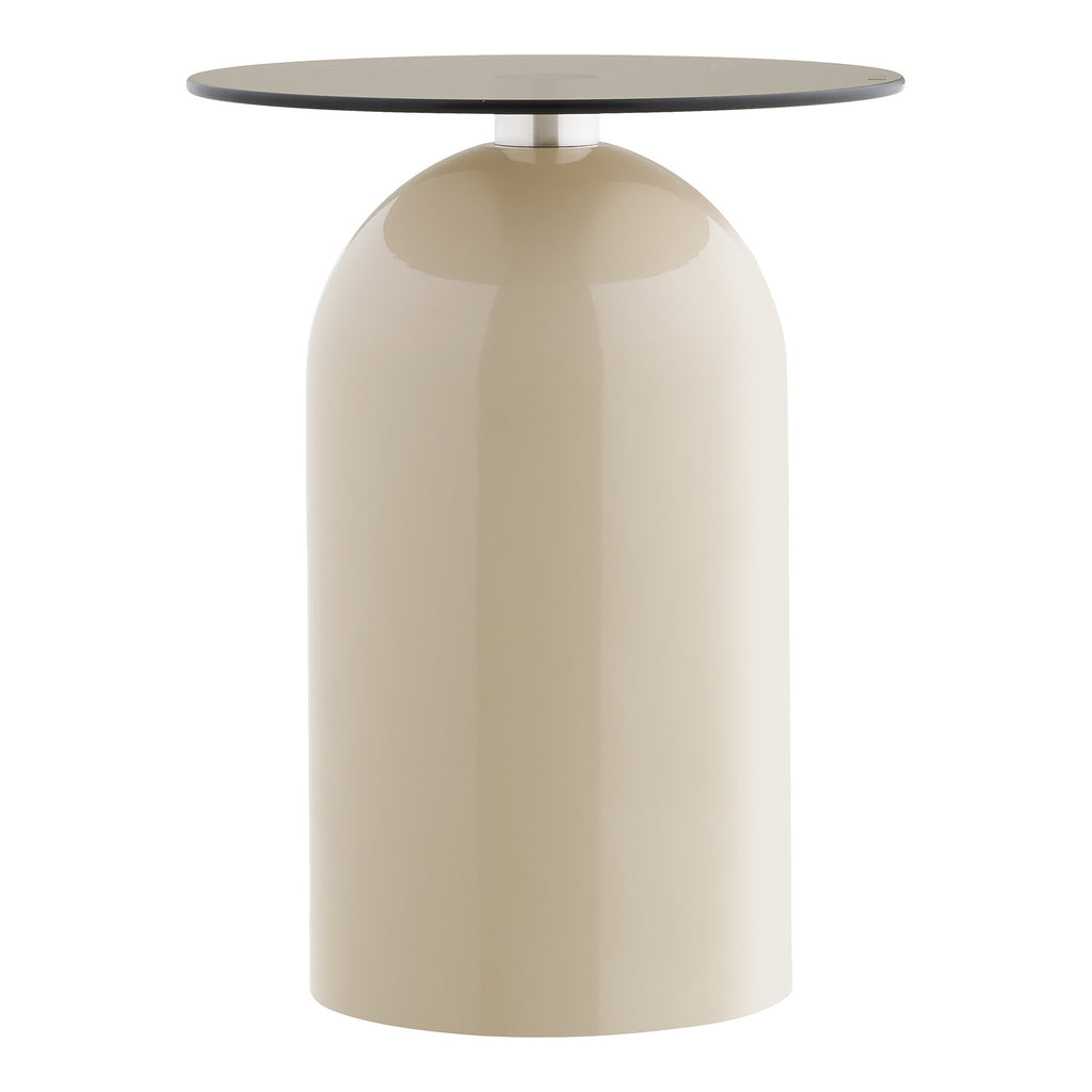 Ravello Bijzettafel - Bijzettafel, gehard glas/metaal, grijs/beige Ø40x52 cm