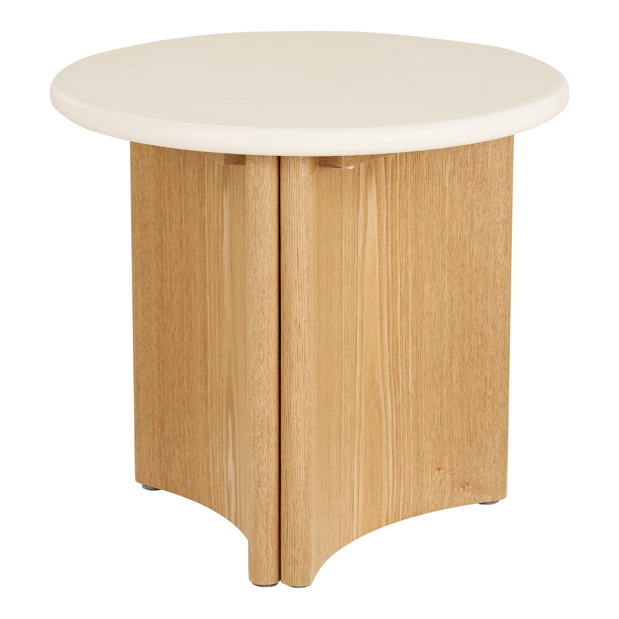 Motril Bijzettafel - Bijzettafel, cement/essenfineer, wit/naturel, ø50x45 cm