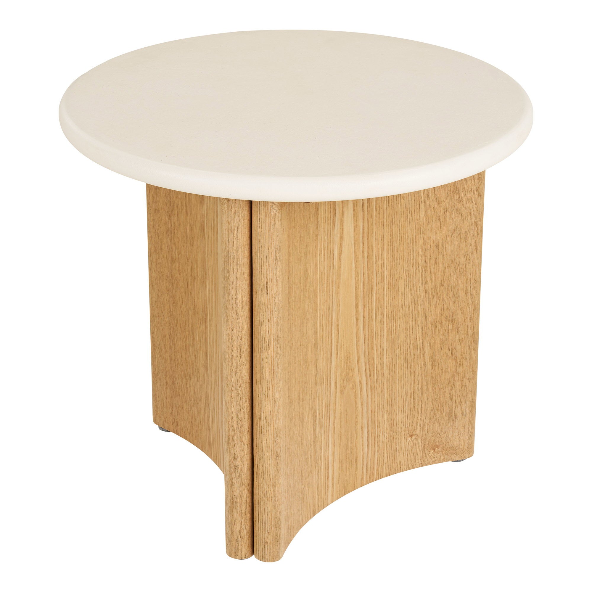 Motril Bijzettafel - Bijzettafel, cement/essenfineer, wit/naturel, ø50x45 cm