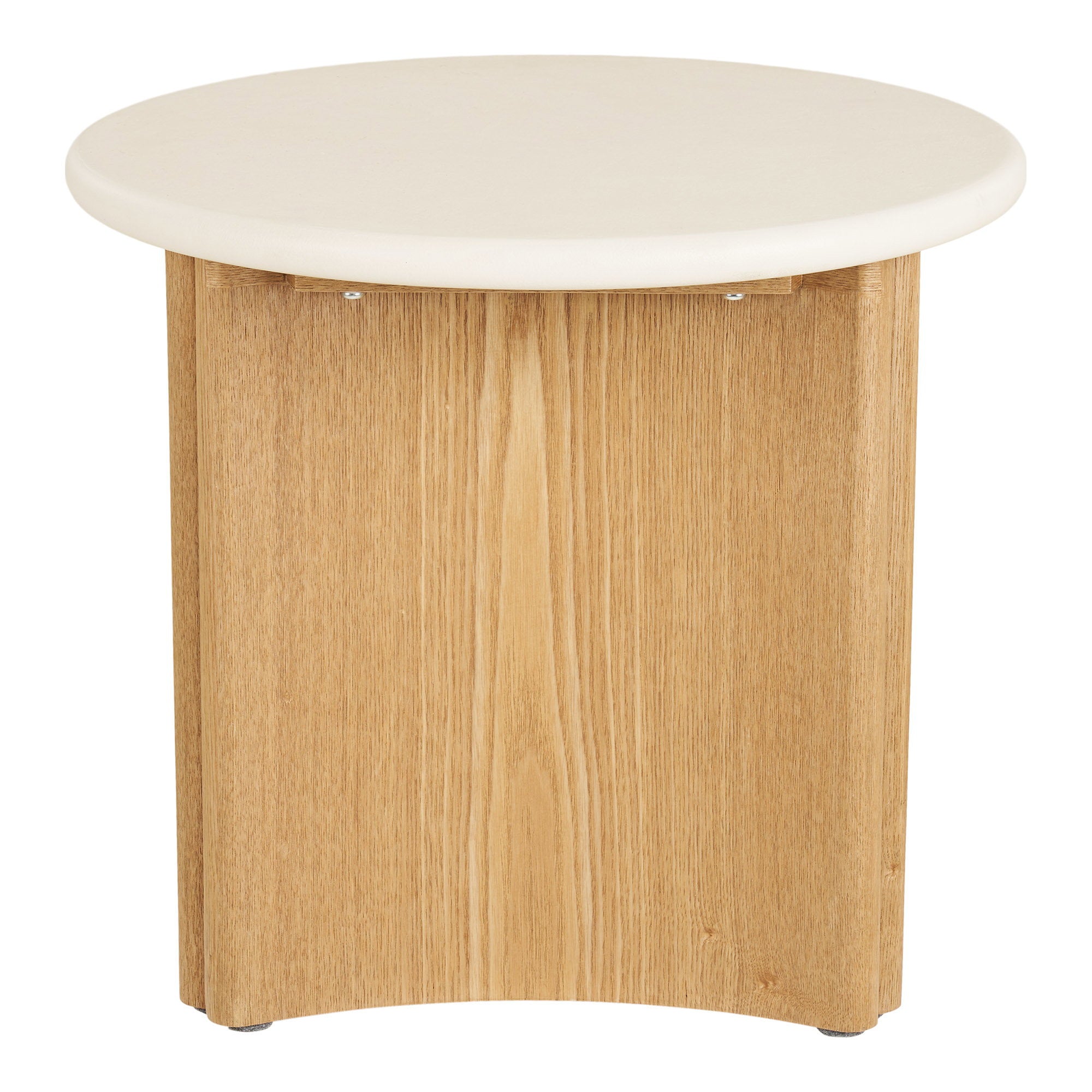 Motril Bijzettafel - Bijzettafel, cement/essenfineer, wit/naturel, ø50x45 cm
