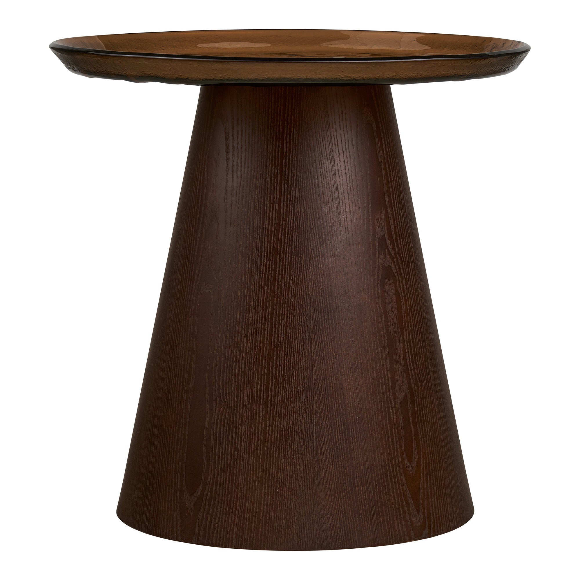 Orvieto Bijzettafel - Bijzettafel, essenfineer/glas, bruin, ø50x48 cm