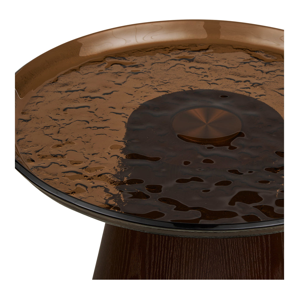 Orvieto Bijzettafel - Bijzettafel, essenfineer/glas, bruin, ø50x48 cm
