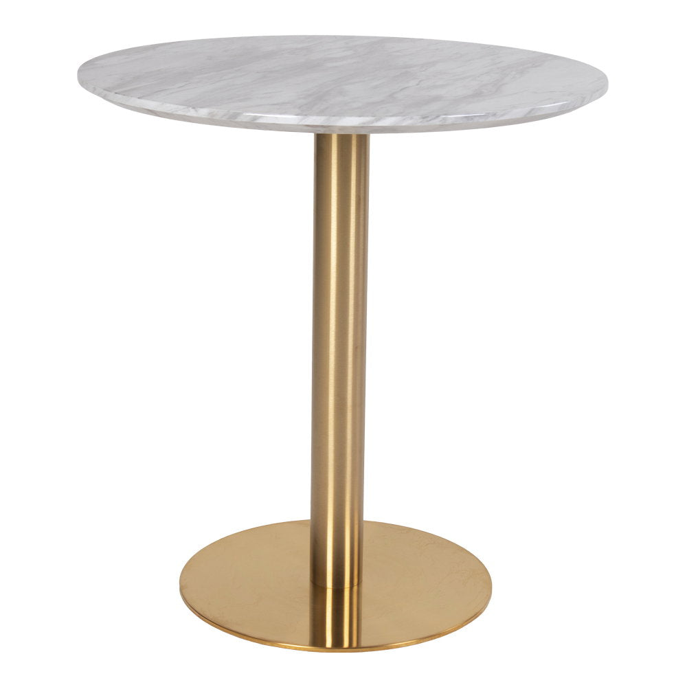 Bolzano Eettafel - Marmerlook blad, messinglook voet Ø70x75 cm