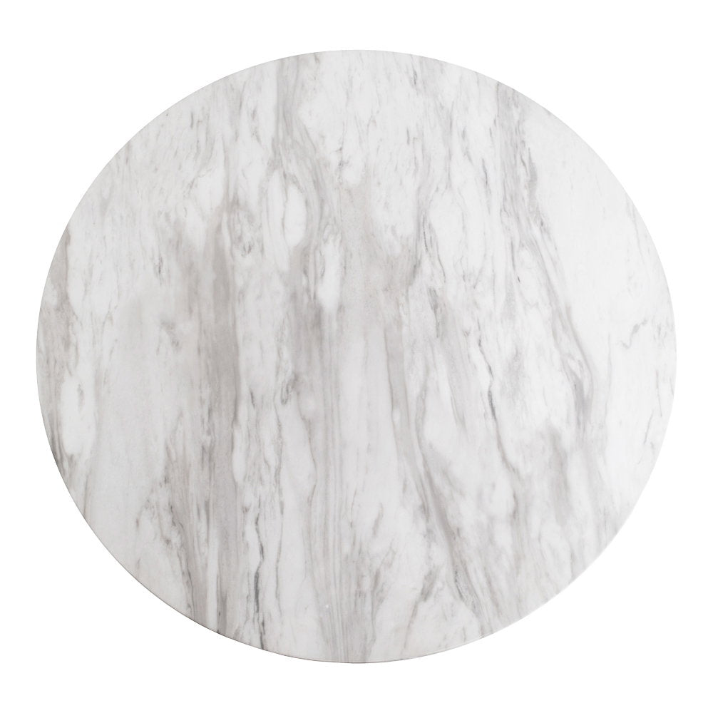 Bolzano Eettafel - Marmerlook blad, messinglook voet Ø70x75 cm