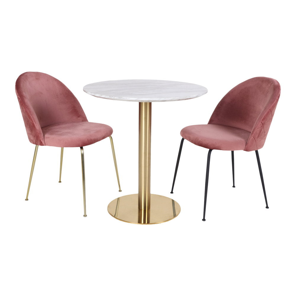 Bolzano Eettafel - Marmerlook blad, messinglook voet Ø70x75 cm