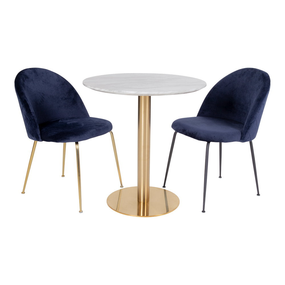 Bolzano Eettafel - Marmerlook blad, messinglook voet Ø70x75 cm