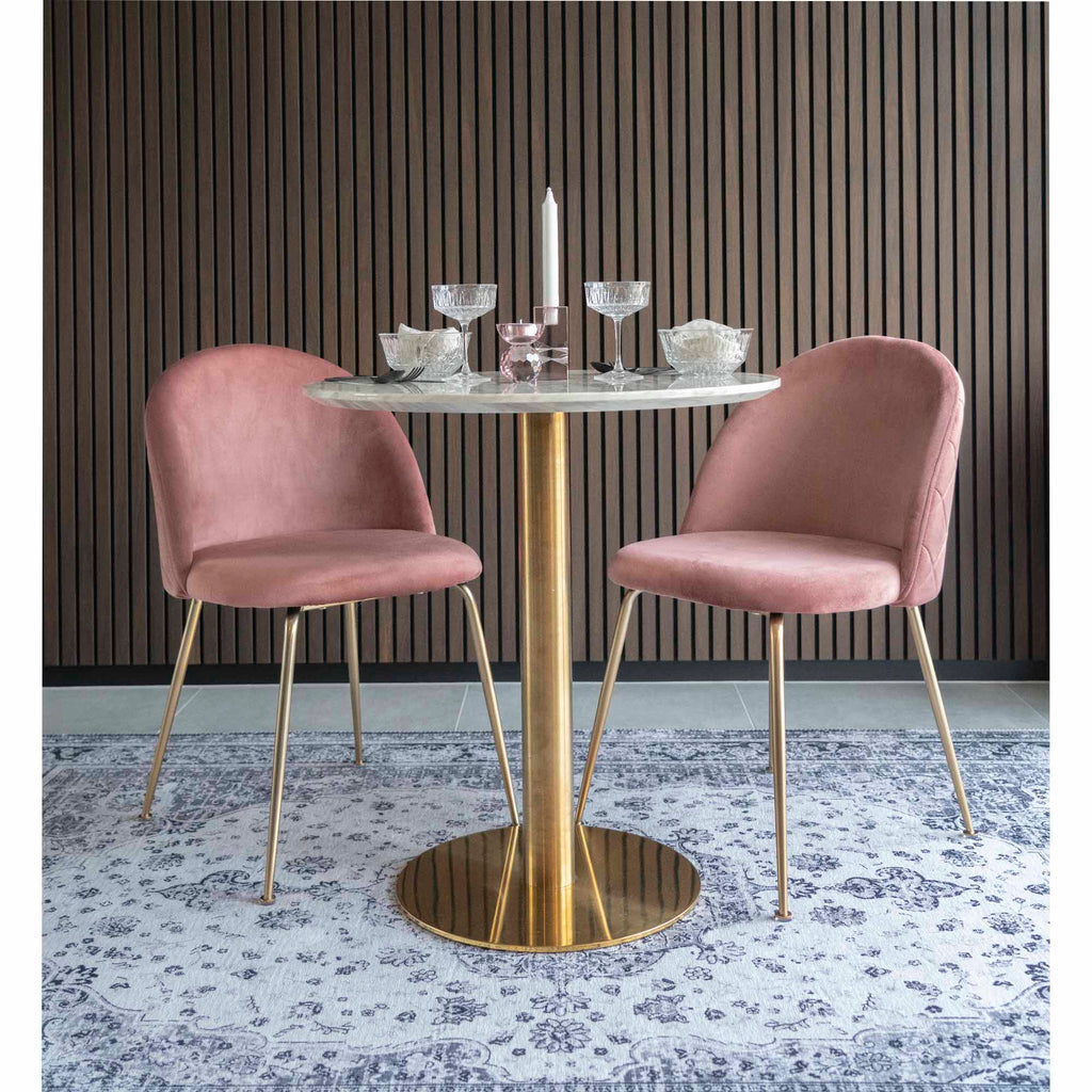 Bolzano Eettafel - Marmerlook blad, messinglook voet Ø70x75 cm