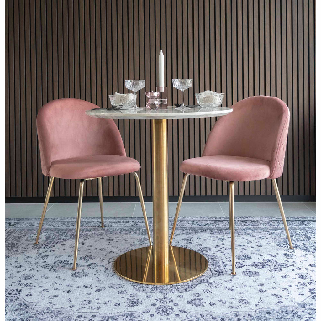 Bolzano Eettafel - Marmerlook blad, messinglook voet Ø70x75 cm