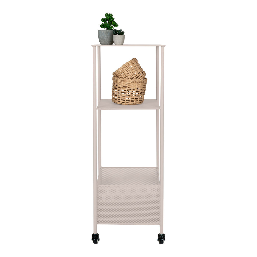 Torres Trolley - Staal, zandkleurig, 3 planken 35x35x100 cm