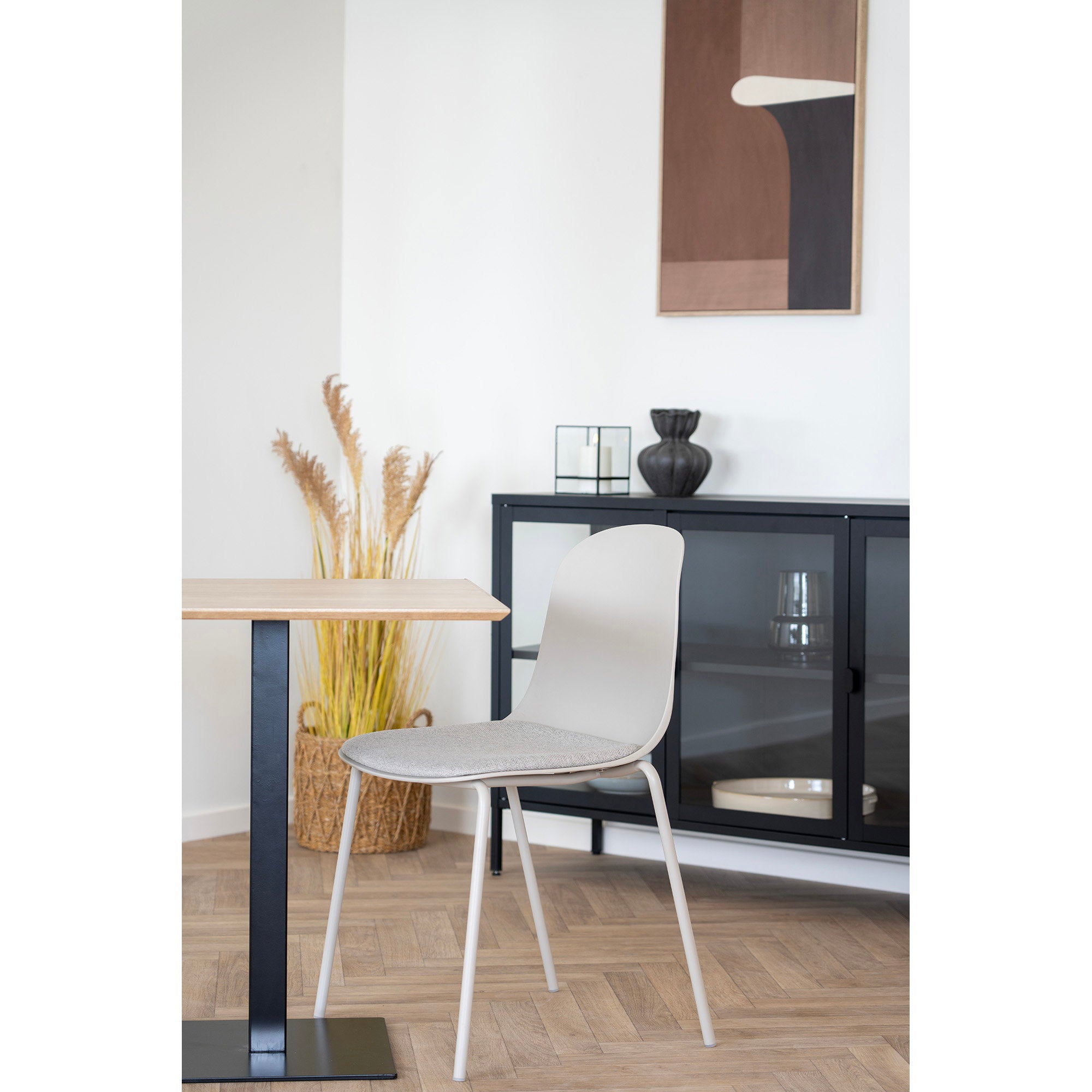 Fano Cafétafel - Melamine, naturel, zwart metalen onderstel 70x70x75 cm
