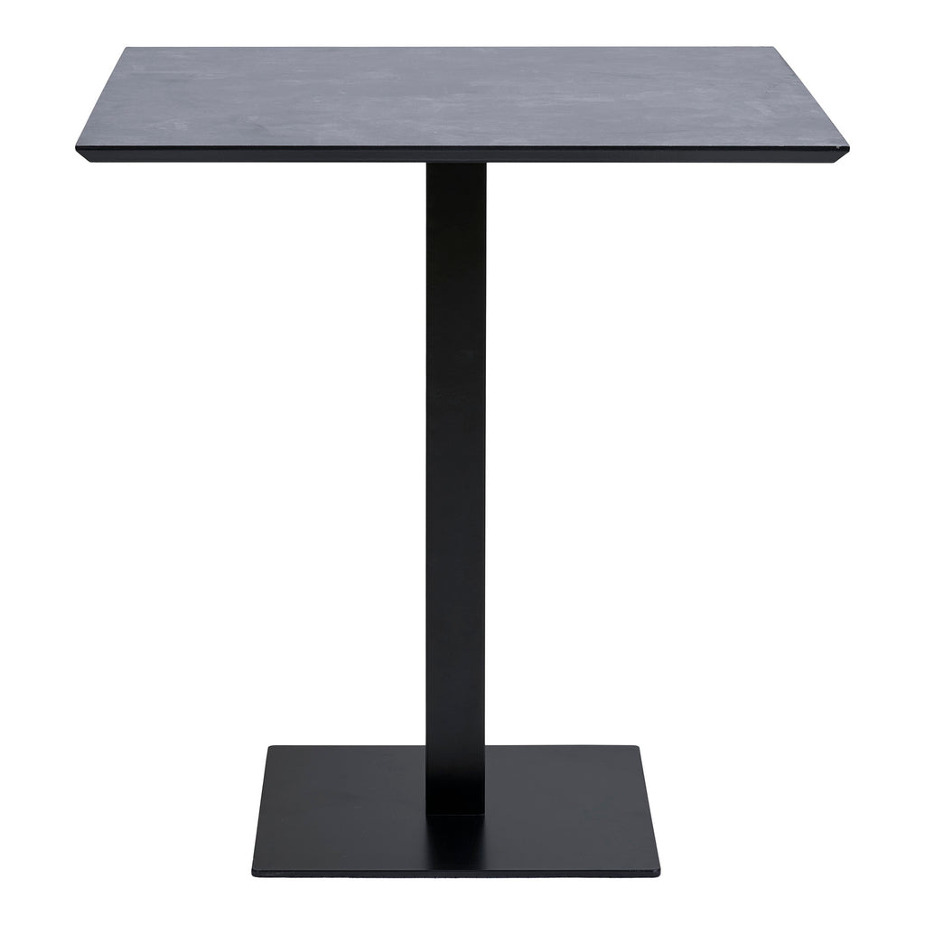 Fano Cafétafel - Melamine, donkere steenlook, zwart metalen onderstel 70x70x75 cm