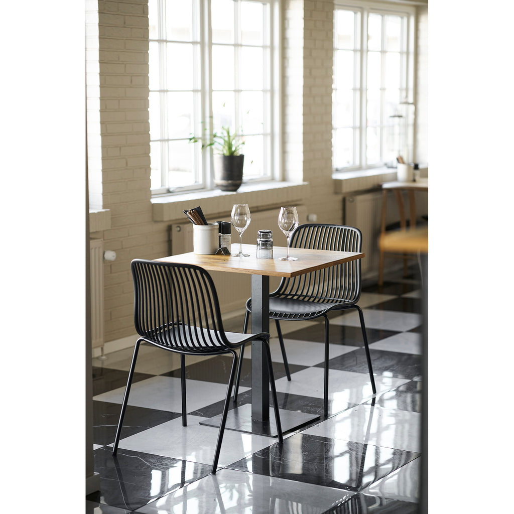 Lignano Cafétafel - Eiken, zwart metalen onderstel 70x70x75 cm