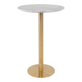 Bolzano Bartafel - Marmerlook blad, messinglook voet Ø70x105 cm