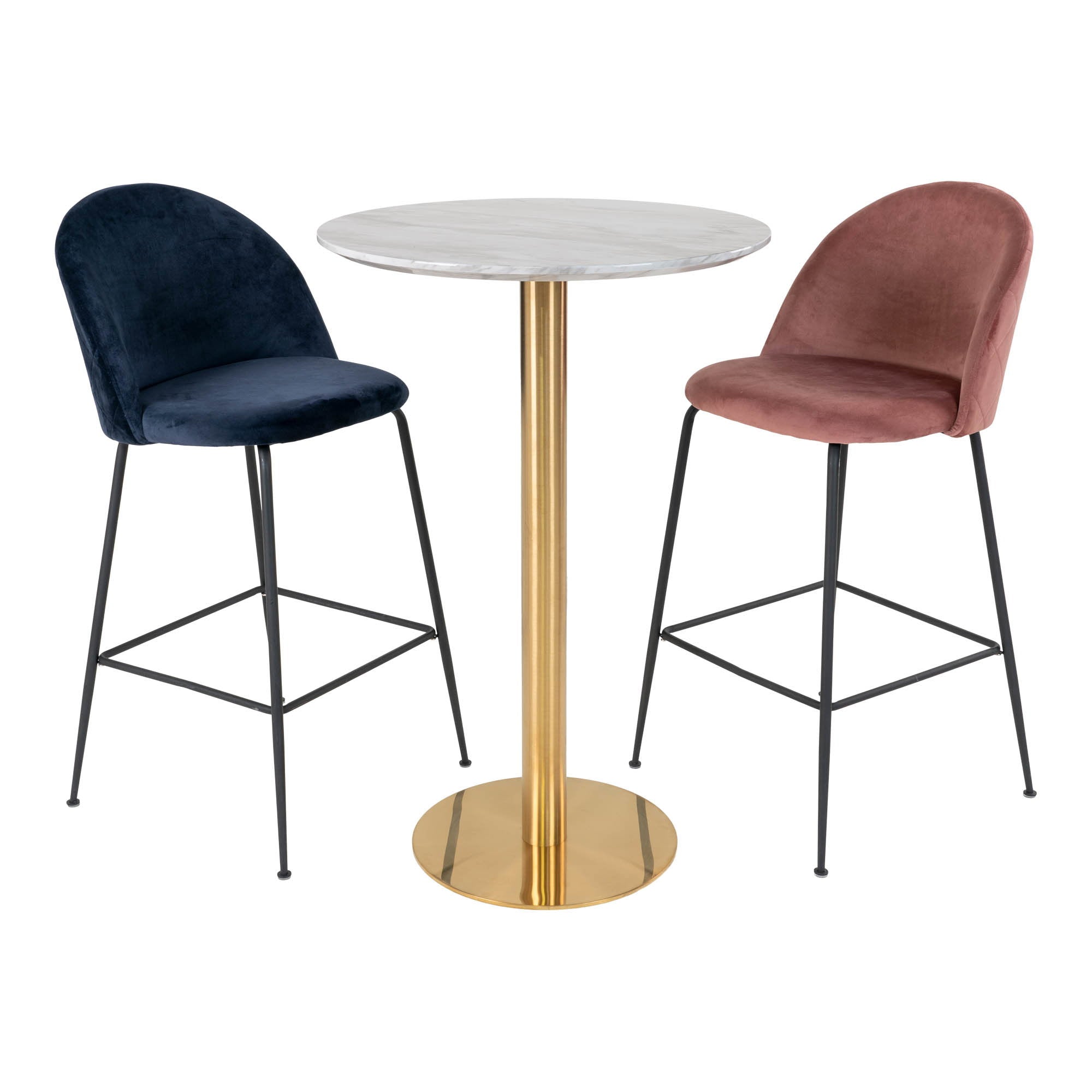 Bolzano Bartafel - Marmerlook blad, messinglook voet Ø70x105 cm