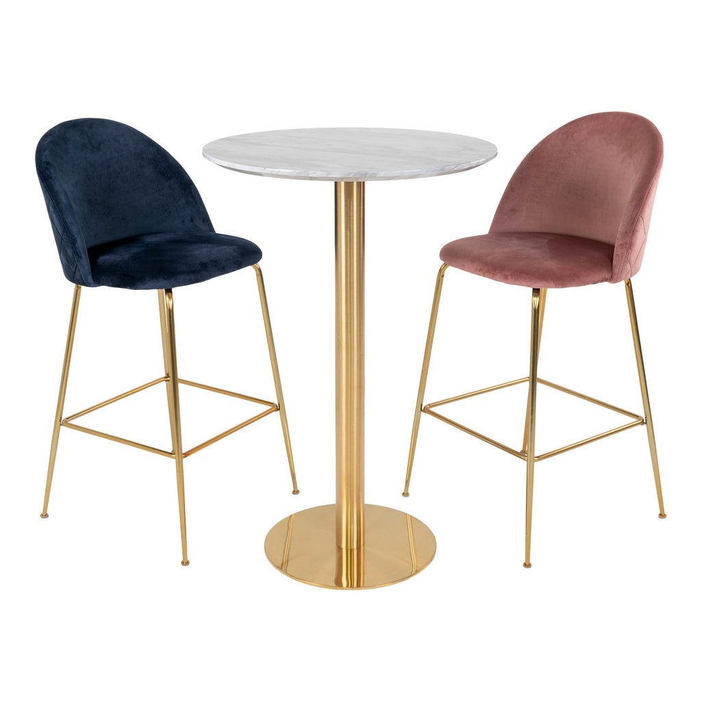 Bolzano Bartafel - Marmerlook blad, messinglook voet Ø70x105 cm