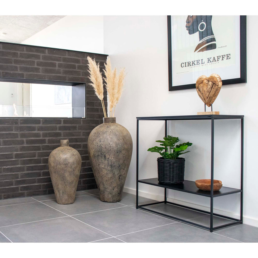 Vita Wandtafel - Wandtafel met 2 planken, zwart, zwart frame 80x36x80 cm